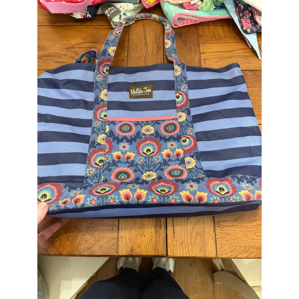 Matilda Jane Striped Floral Tote Bag‎ Large Canvas Everyday Beach Travel